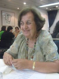 Anne George Knezevich of  Beit Jalla, who helped arrange for Palestinian women to get special permits to attend th econference. Photo by Rhonda Spivak